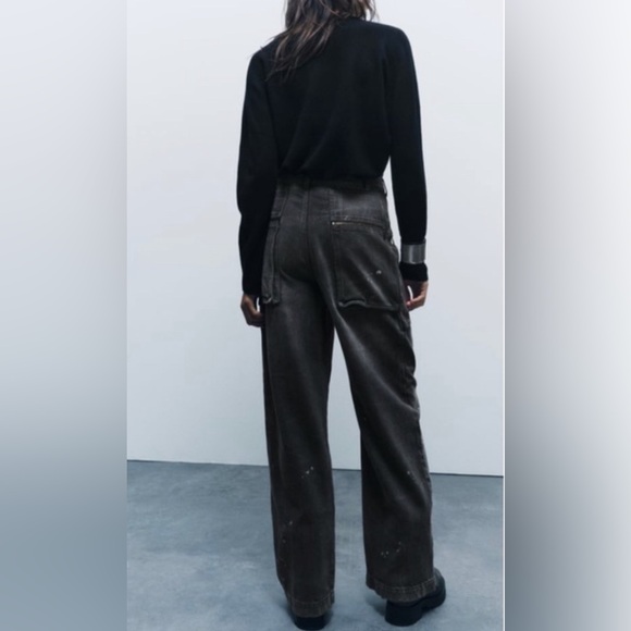 NWT Zara MID-RISE LOOSE FIT ZW COLLECTION THE RELAXED CARGO JEANS in grey size 0 - Picture 7 of 16